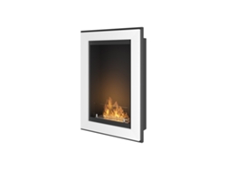 Chimenea empotrada de bioetanol Frame 550 Simplefire en blanco con cristal Sololed