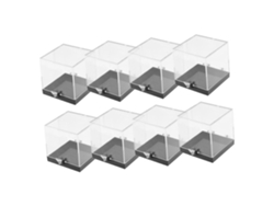 Juego De 8 Cajas De Presentación Cuadradas De Plástico Transparente De 68 X 68 X 68 Mm Con Base Negra.