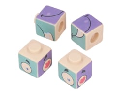 4 Blocos Macios Para Bebê Que Empilham Com Padrões Adoráveis Brinquedos Educativos 6m+
