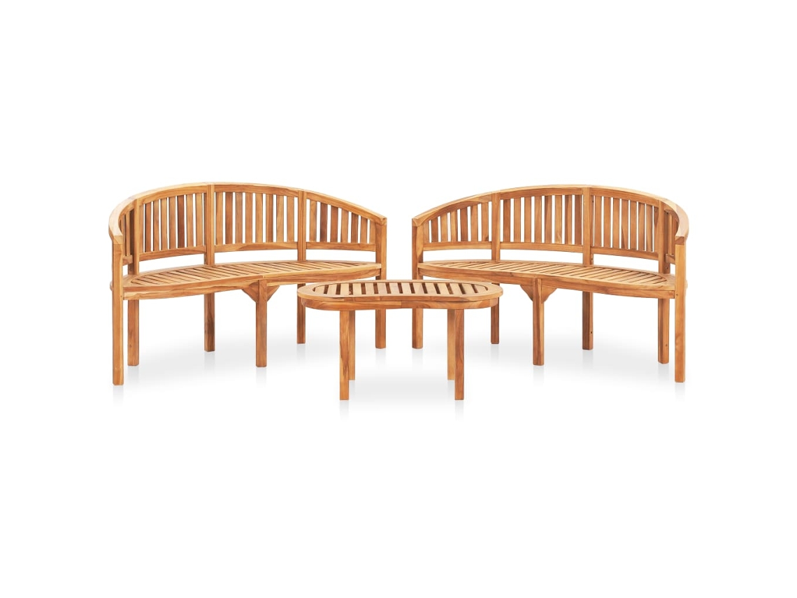 Conjunto de muebles de jardín en forma de plátano de teca maciza Dkd Home Decor