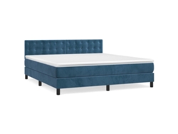 Maison Exclusive - Cama Box Spring Con Colchón Terciopelo Azul Oscuro 180x200 Cm