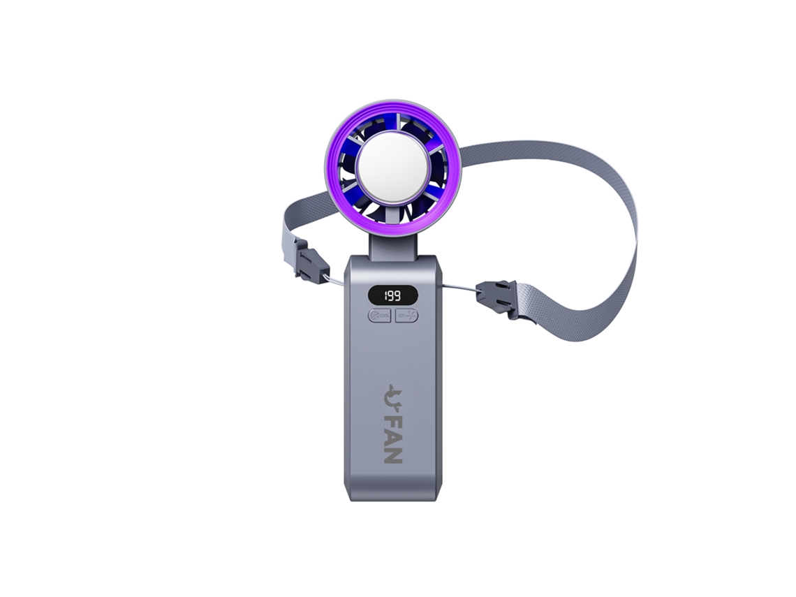 (gris) Función De Enfriamiento - 5000 Mah - Velocidad Del Ventilador Ajustable - Ventilador De Cuello Usb Plegable
