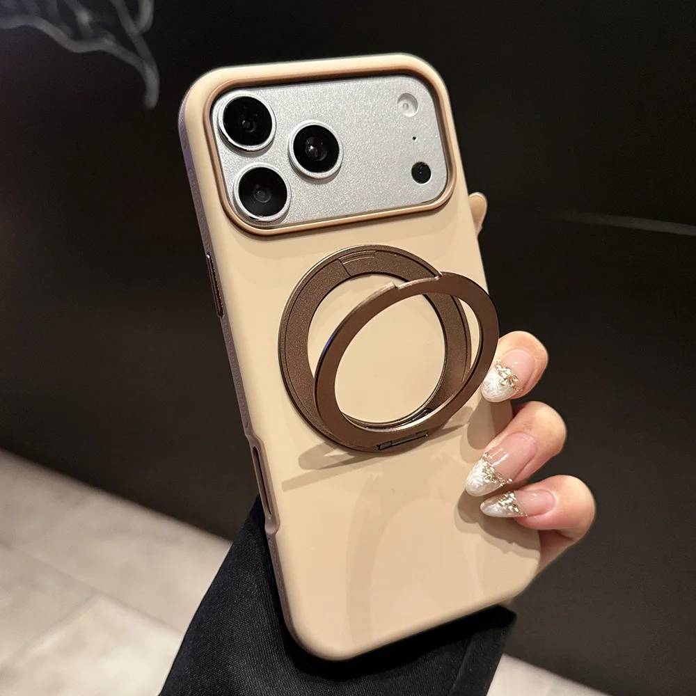(marrón Para Iphone 12) Funda Magsafe Con Soporte Y Rotación De 360°