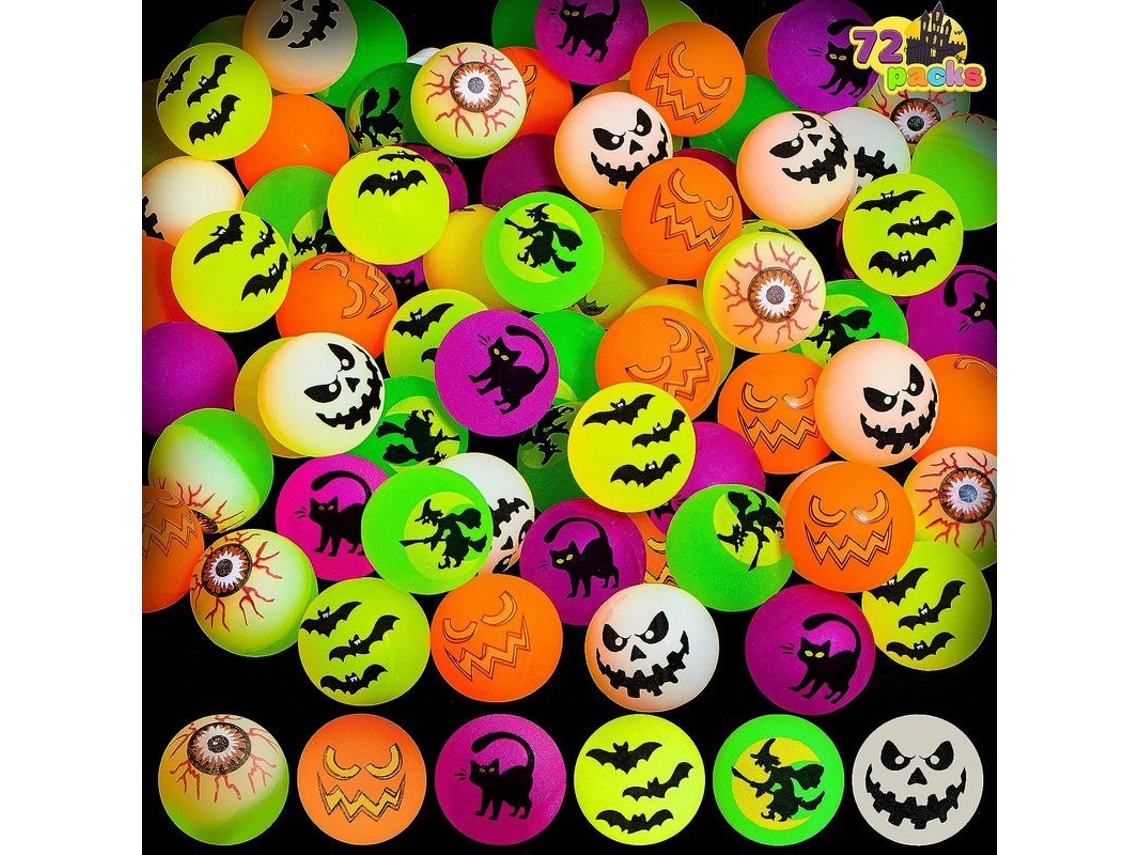 100 inflables de 3 cm que brillan en la oscuridad con diseños temáticos de Halloween para fiestas y regalos.