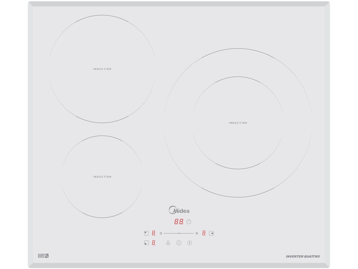 MIDEA MIH740T278W1 Placa inducción MIDEA con 3 zonas de cocción