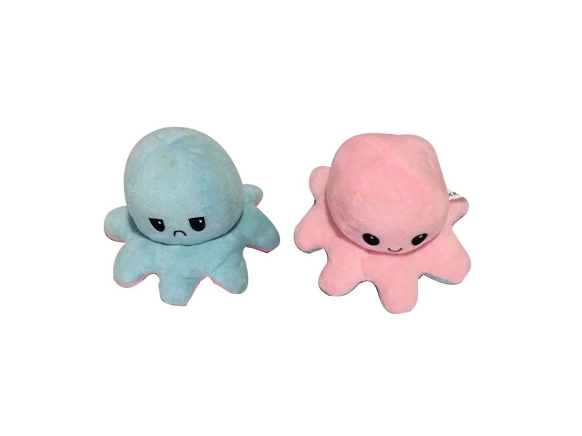 Peluche Reversible, Animal De Dos Caras Con Expresiones Cambiantes, Azul Y Rosa, 20 Cm (7,9 Pulgadas)