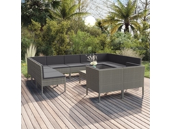 Conjunto de jardín de 12 piezas con cojines en mimbre gris, DKD Home Decor