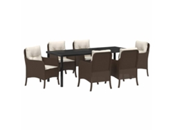 Maison Exclusive - Conjunto De Comedor De Jardín 7 Pcs Marrón Ratán Sintético