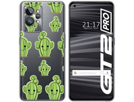 Carcasa para Realme GT 2 Pro 5G TUMUNDOSMARTPHONE Dibujos Transparente Cactus Multicolor
