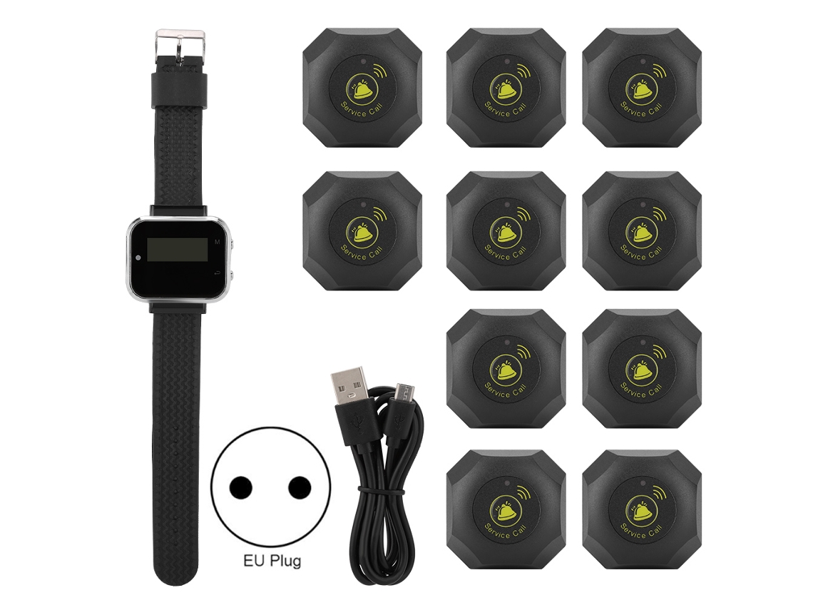 Receptor Móvil Del Reloj De Carga Ctw05+ctt06 10 Paginador Inalámbrico De Hamburguesa Pequeña Rojo Caoba