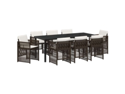 Maison Exclusive - Conjunto De Comedor De Jardín 9 Pcs Marrón