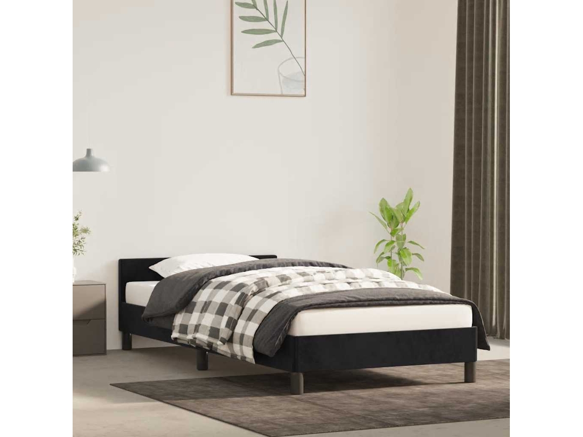 Cama Con Cabecero Sin Colchón Terciopelo Negro 80x200 Cm