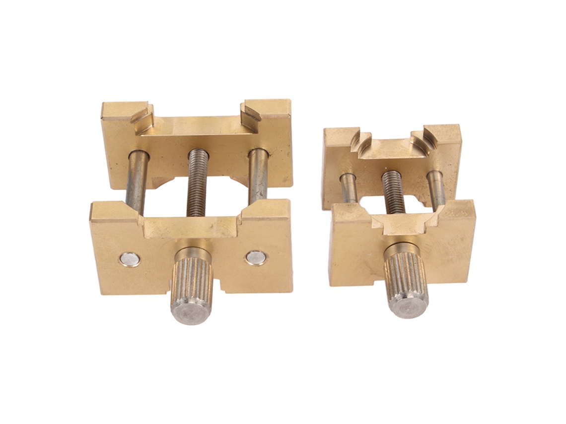 Soporte Ajustable De Cobre Para Mecanismos De Reloj (2 Unidades) Con Base Y Estuche De Reparación.
