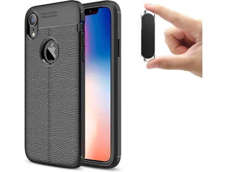 Carcasa + Soporte iPhone XR Rugged Leather Negro