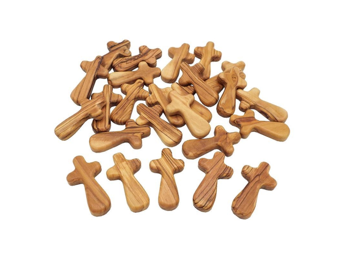 Cruz Madera Olivo Pequeña 2025 7cm Pack 30 Cruces Madera Oración Meditación