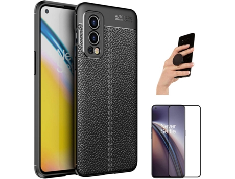 Kit Funda, Protector de Pantalla y Popsocket Oneplus Nord 2 Rugged Leather 2418 2418 Negro