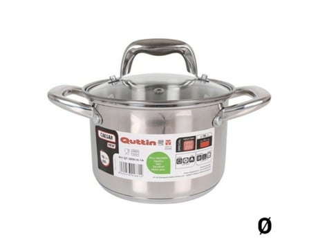 Olla con Tapa de Cristal QUTTIN Acero (Ø 22 cm - 5,5 L - Gris)