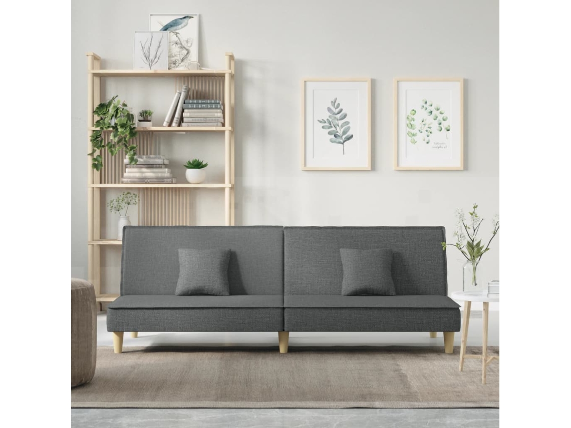 Sofá Cama De Tela Gris Oscuro