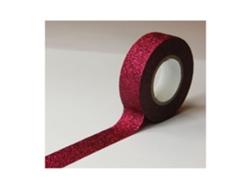 GLOBAL GIFT Cinta adhesiva - Rosa oscuro - Purpurina - Reposicionable - 15 mm x 10 m