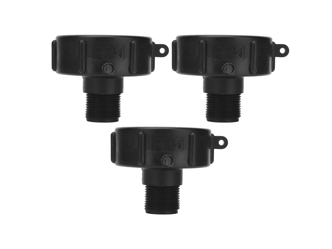 3 Adaptadores De Drenaje Para Tanques Ibc Con Rosca G3/4 Y Válvula De Repuesto De Plástico Abs.