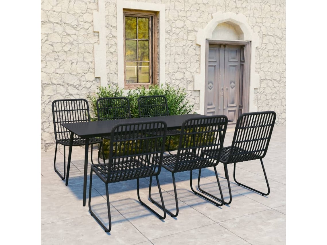 7 Piezas Conjunto De Jantar Para Exterior Vime Pe E Vidro Dkd Home Decor