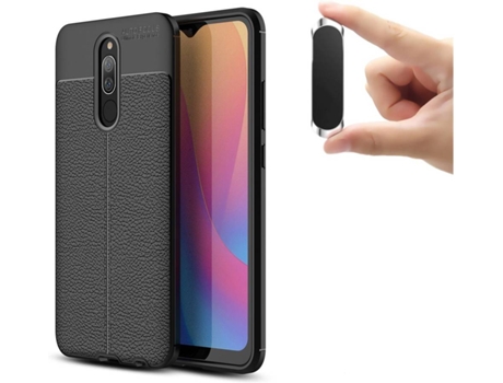 Carcasa y Soporte Xiaomi Redmi 8 Rugged Leather Negro