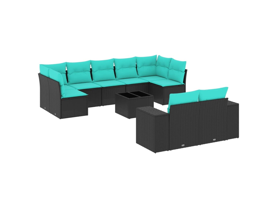 Maison Exclusive - Conjunto De Sofá De Jardín De 10 Piezas Con Cojines, De Poliratán Negro
