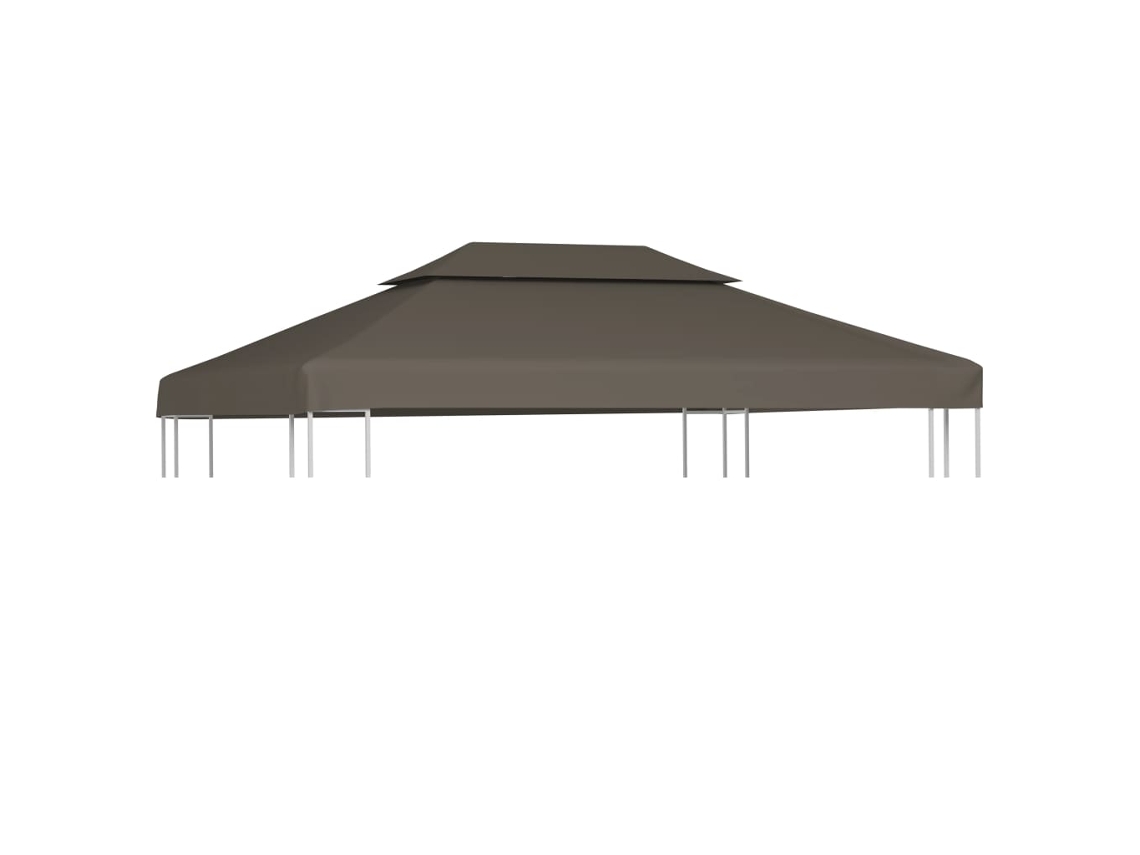 Toldo De Cenador 2 Niveles 310 G/m² 4x3 M Gris Topo