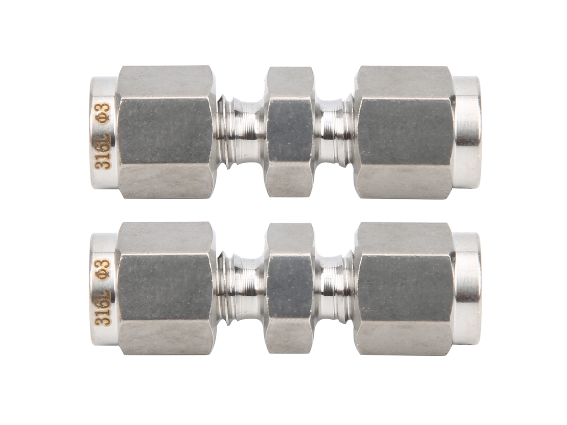 2 Peças Adaptador De Tubo De Compressão Aço Inoxidável 316 Reto Com Dois Ferrulas (ф3)