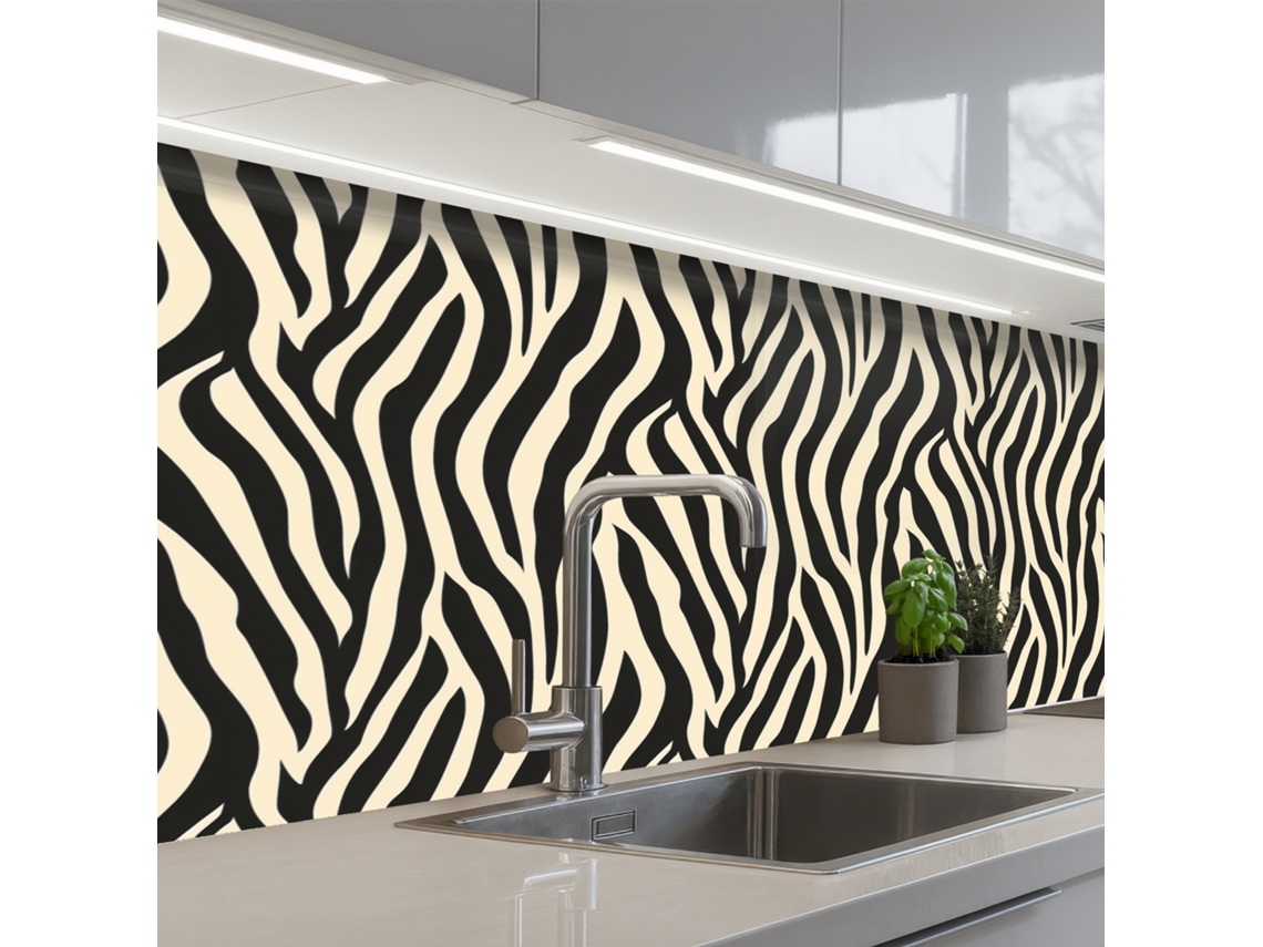 Salpicaderos De Cocina Cebra - Estampado - Clásico - Negro 200x80 Cm