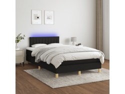 Cama Box Spring Con Colchón Led Tela Negro 120x200 Cm