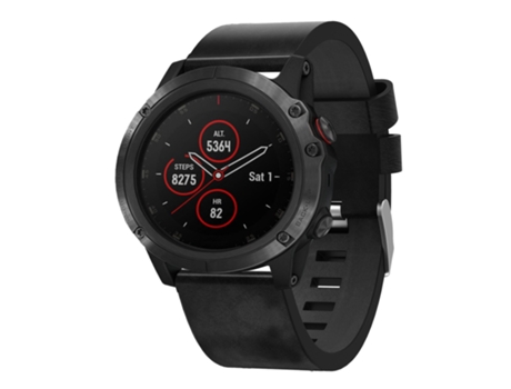 Correa Smartwatch para Garmin Fenix 5X Plus 26 mm con Hebilla de Acero de Cuero (Negro)