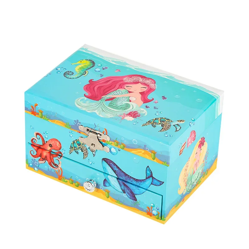 (estilo 2) Caja De Música De Ballet Con Caballito De Mar Y Sirena Del Mundo Submarino De 5 Pulgadas