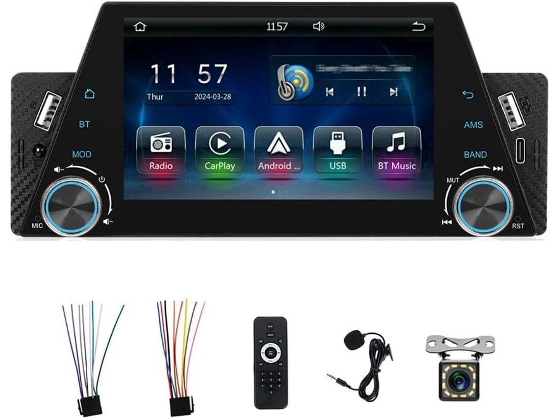 Autorradio De Un Solo Din Con Pantalla Táctil De 5 Pulgadas Y Carplay
