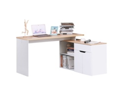 Escritorio Modular Multimedia Para Ordenador Con Múltiples Compartimentos De Almacenamiento, Doble Nicho, Cajón Y Armario De Madera.