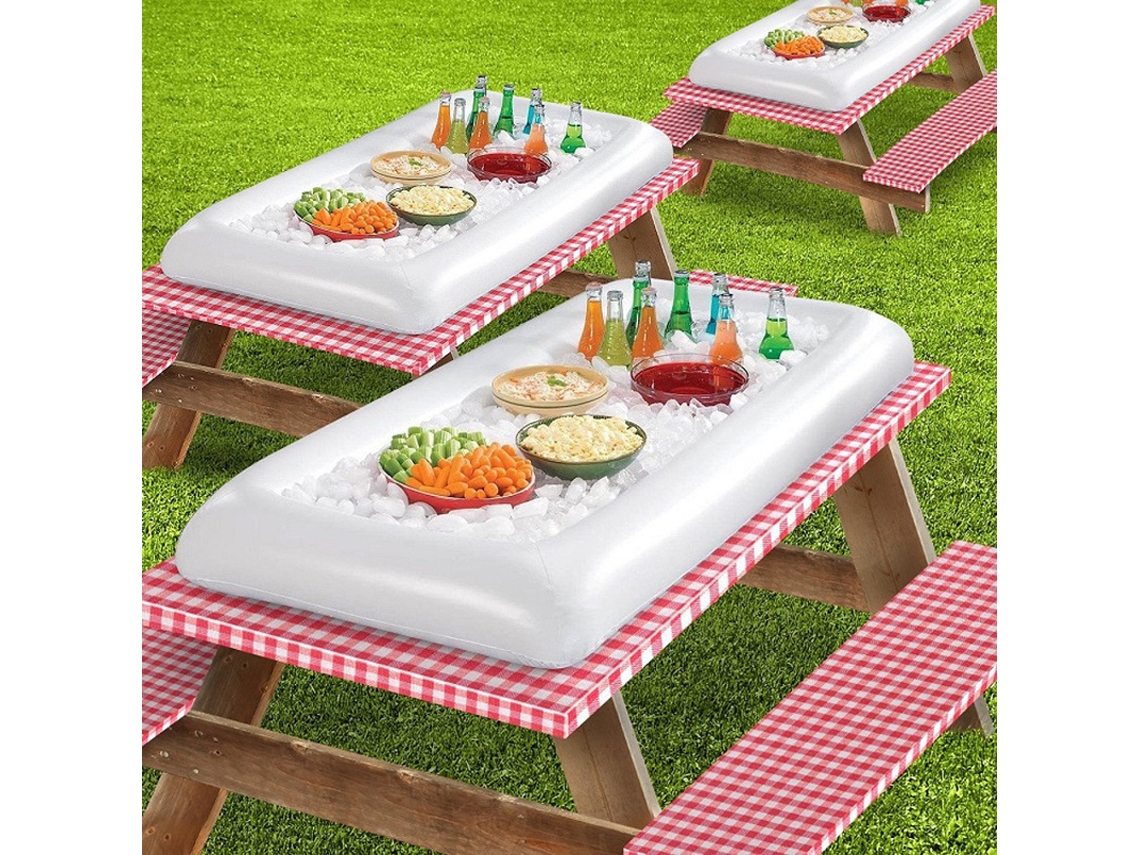 Ymsl Nevera Hinchable Para Servir Hielo Con Tapón De Drenaje Plato Flotante Para Barbacoas Picnics Y Fiesta En La Piscina Hxl