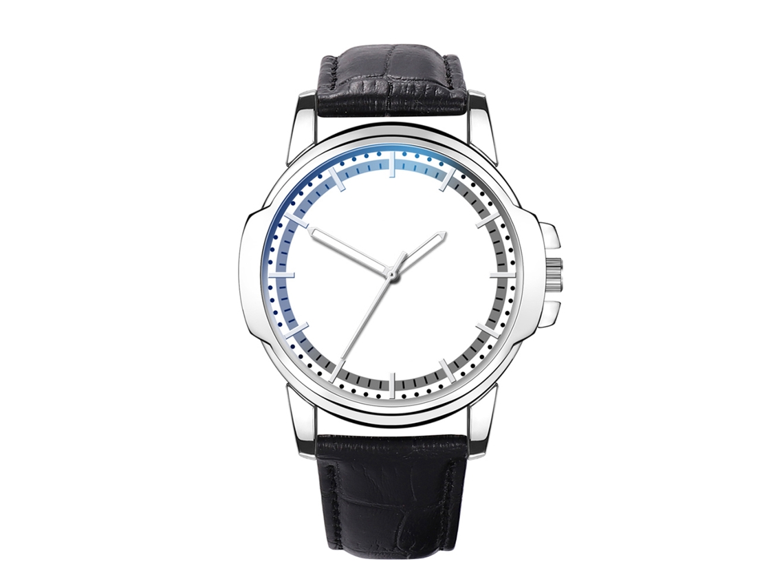 Reloj De Pulsera Analógico De Cuarzo Informal Para Hombre, De Cuero, Con Esfera Redonda, Blanco Y Negro.
