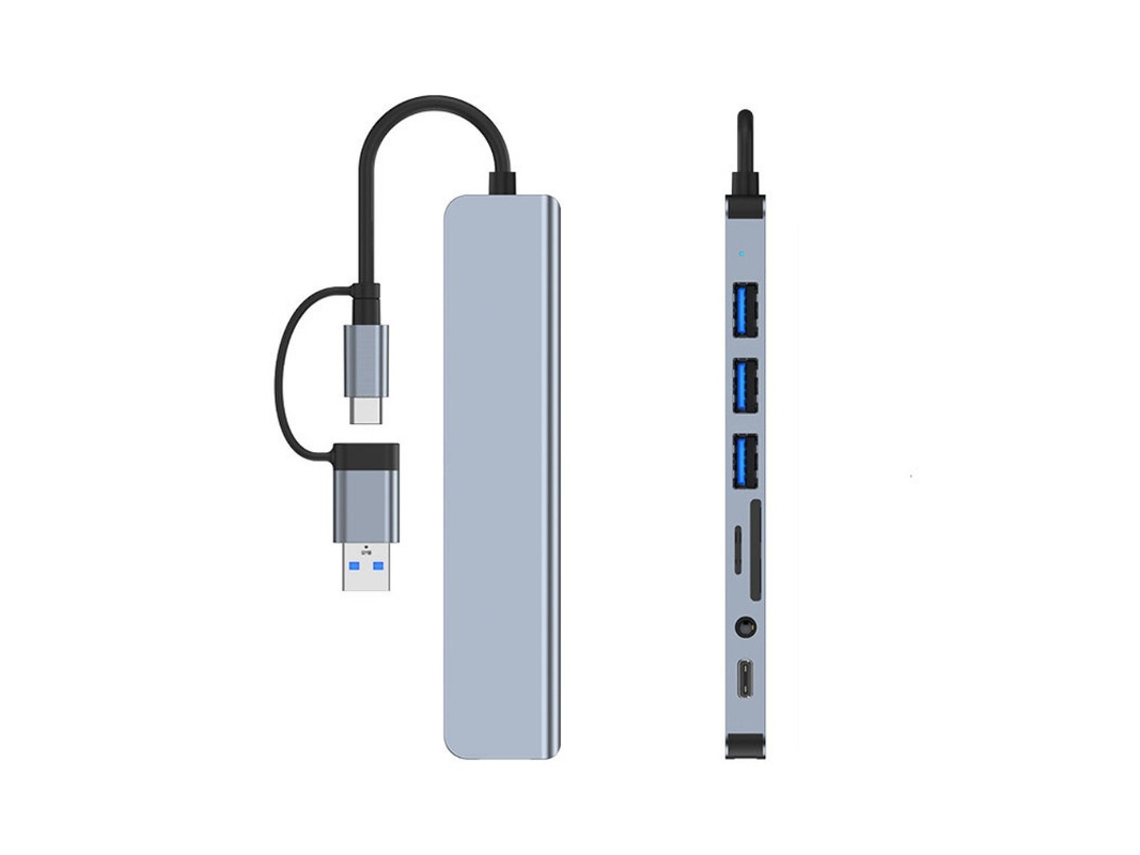 Estación de fondeo YIZHOOD USB 3.0 8 en 1 USB C tipo C Hub tipo C aleación de aluminio de alta velocidad plata