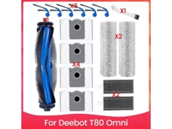Accesorios de repuesto para la aspiradora robot Omni T80: cepillo lateral principal, filtro HEPA, bolsas para el polvo.