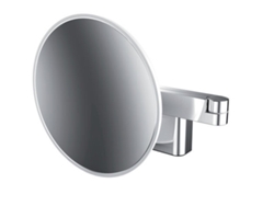 Espejo de afeitado y maquillaje EMCO LED, modelo de pared, brazo de doble articulación, 3 aumentos, redondo