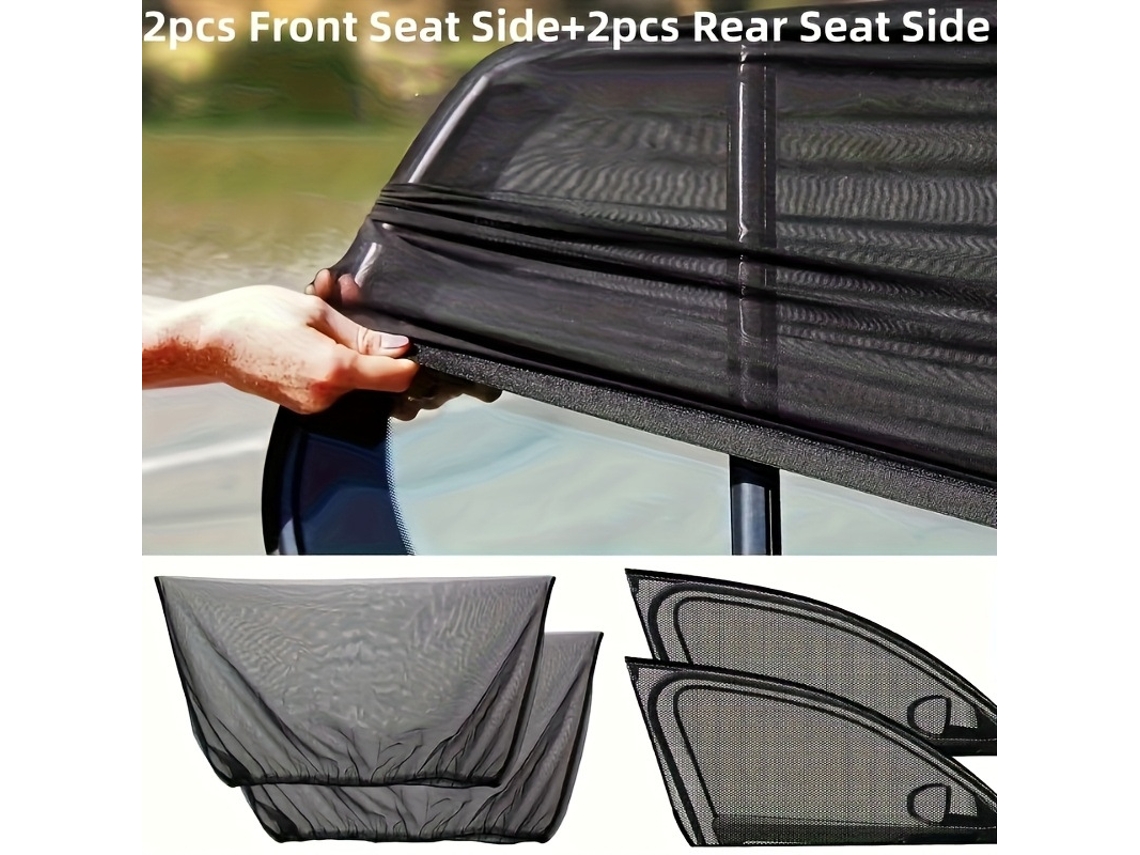 4 Cortinas Red Elasticas 2 Del 2 Tras Anti Uv Insectos Para Auto
