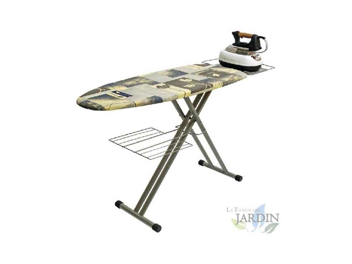 Mesa de planchar Orbegozo. Rejilla de acero. Altura regulable hasta 93 cm. Medidas 117x40cm.
