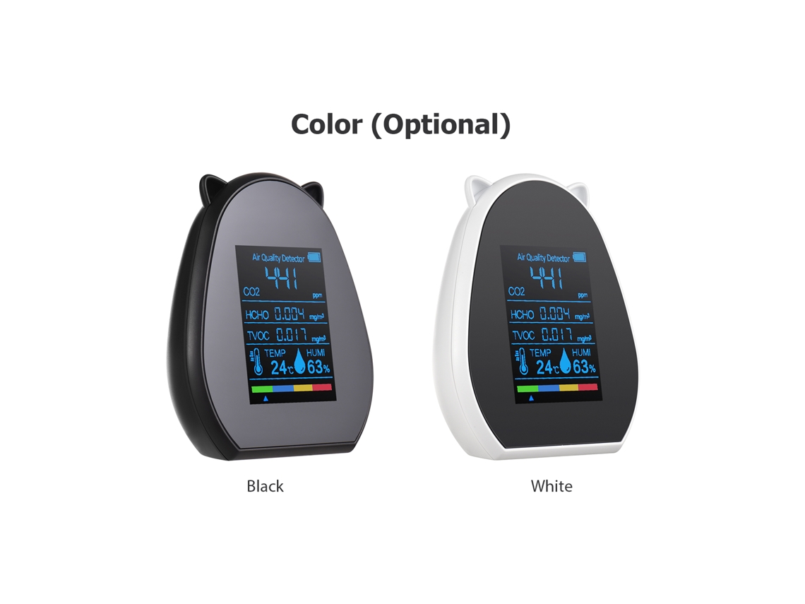 Detector De Calidad Del Aire Co2 Con Termómetro Y Humidificador Tvoc/hcho Para El Hogar Y La Oficina.
