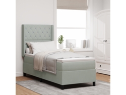 Cama Box Spring Colchón Y Led Terciopelo Gris Claro 80x200 Cm