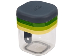 Juego multifuncional 3 en 1 Joseph Joseph Multi Prep: Mini cortador de gajos, rebanador grueso y fino, base antideslizante, tapa con asa de precisión.