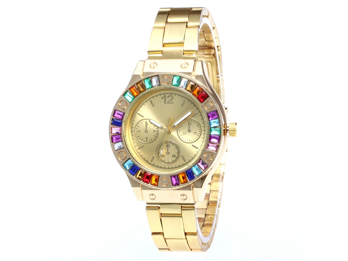 Reloj De Cuarzo Con Brazalete De Acero, Estilo Moderno Y Esfera De Color Universal (dorado).