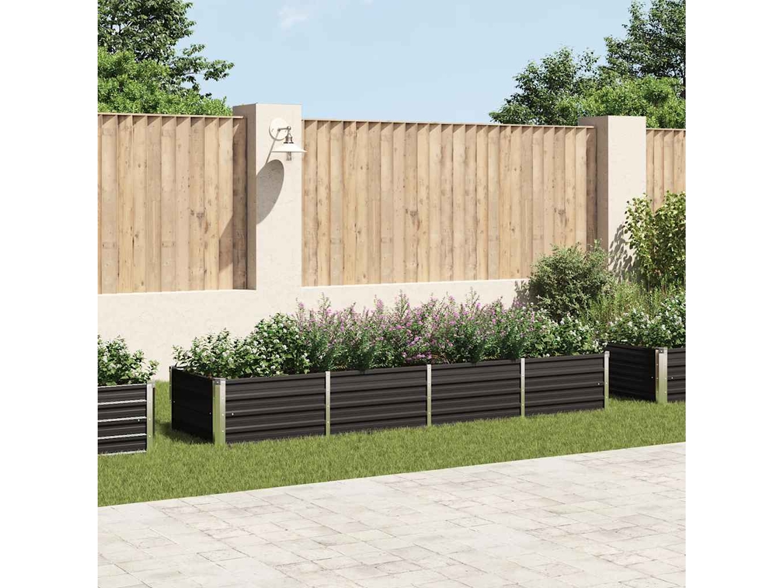 Arriate De Acero Galvanizado Gris Antracita 320x80x45 Cm