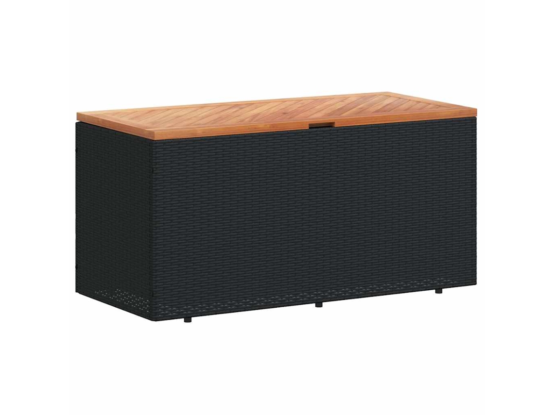 Caja de almacenamiento de jardín 110x50x54 cm Mimbre/Madera maciza de acacia Negro EXCLUSIVA MAISON