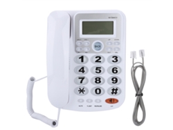 Teléfono Fijo Con Identificador De Llamadas, Altavoz Y Calculadora Para El Hogar Y La Oficina (blanco)