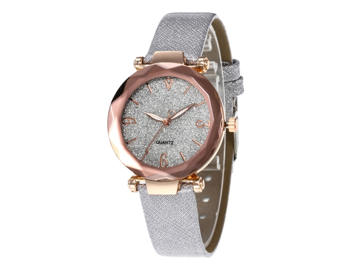 Reloj De Pulsera De Aleación De Pareja Con Dial Redondo Cuarzo Plata